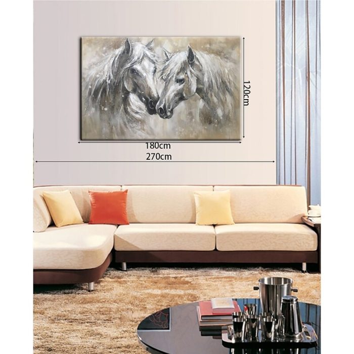 Couple Horse Textured Painting Modern Abstract Artwork Decor Wall - Image 5