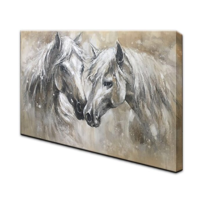 Couple Horse Textured Painting Modern Abstract Artwork Decor Wall - Image 4