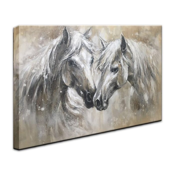 Couple Horse Textured Painting Modern Abstract Artwork Decor Wall - Image 3