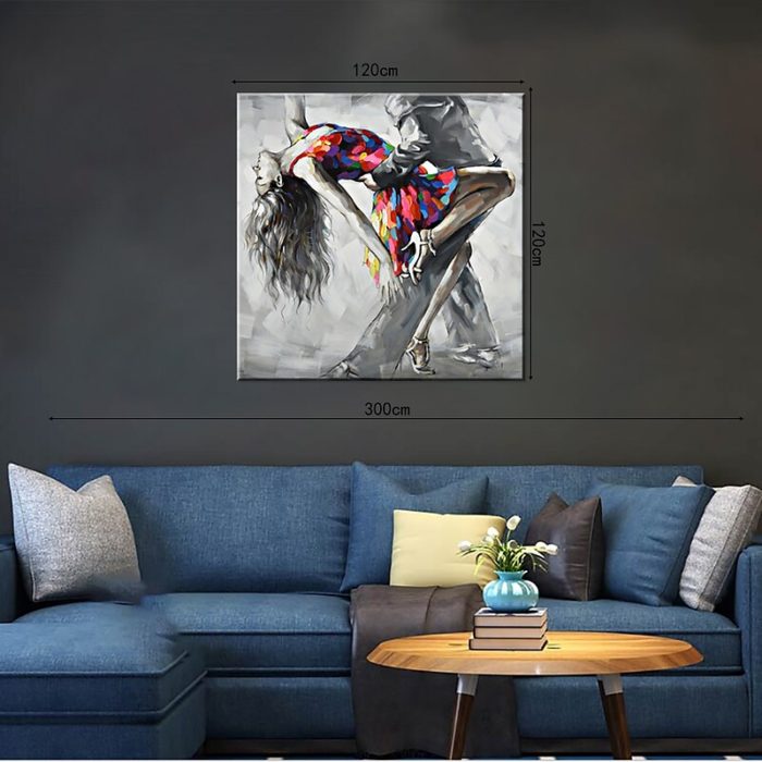 Dancer of Rumba Hand Painted Oil Painting Grey Red Square Wall Art
