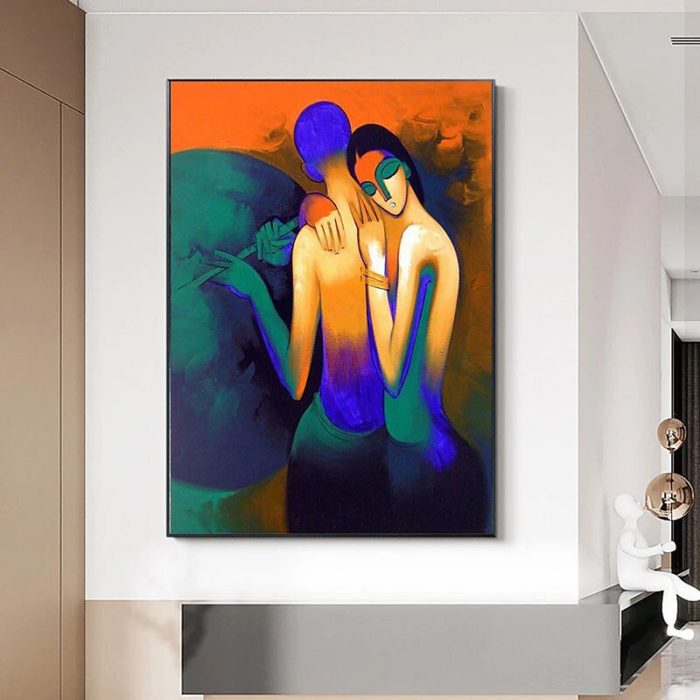 Deep Love Couple Oil Painting Pop Wall Art Decor Dining Room - Image 6