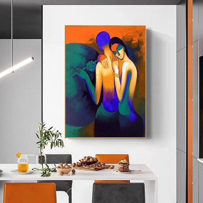 Deep Love Couple Oil Painting Pop Wall Art Decor Dining Room - Image 5