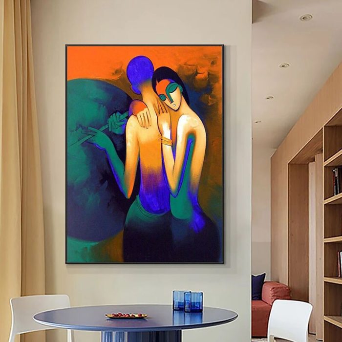 Deep Love Couple Oil Painting Pop Wall Art Decor Dining Room - Image 4