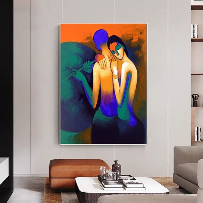 Deep Love Couple Oil Painting Pop Wall Art Decor Dining Room