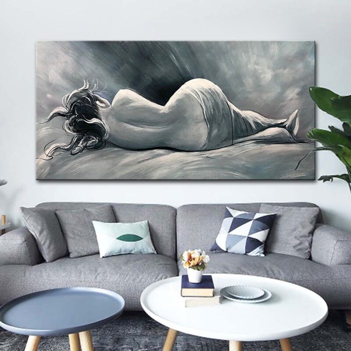 Fictional Character Gray Sexy Woman Handmade Painting Home Decor - Image 5