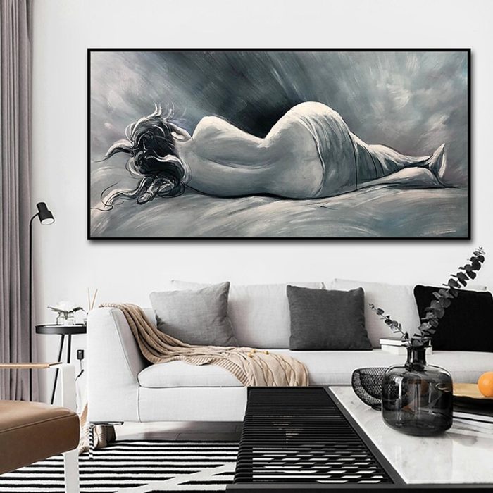 Fictional Character Gray Sexy Woman Handmade Painting Home Decor - Image 7