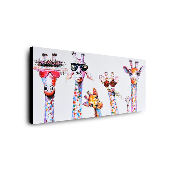 Giraffe Family Oil Painting 3D Hand Painted Artwork Decor Sofa - Image 3