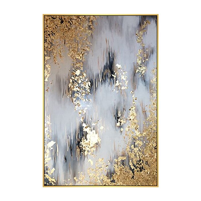 Gold Foil Abstract Oil Painting Modern Marble Texture Wall Decor - Image 2
