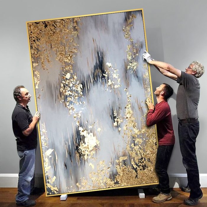 Gold Foil Abstract Oil Painting Modern Marble Texture Wall Decor - Image 4