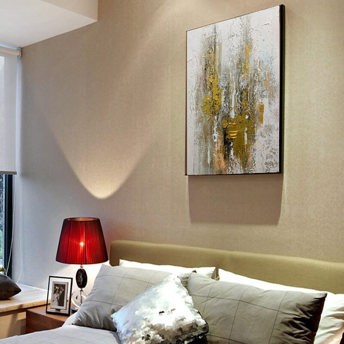 Gold Foil Abstract Painting Original Handmade Canvas Art Home Decor - Image 7