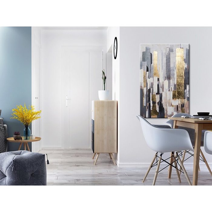 Gold Grey White Abstract Hand Painted Oil Painting Wall Decor - Image 6