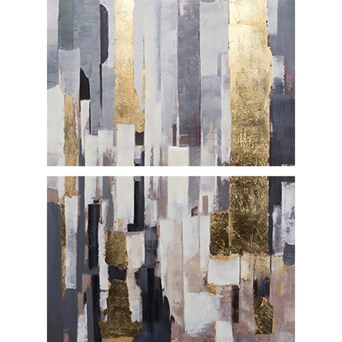 Gold Grey White Abstract Hand Painted Oil Painting Wall Decor - Image 5