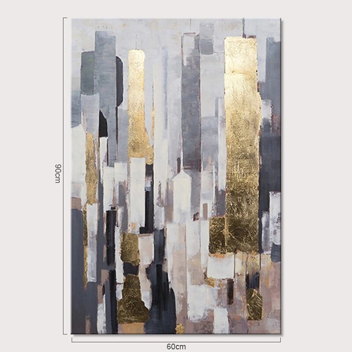 Gold Grey White Abstract Hand Painted Oil Painting Wall Decor - Image 2