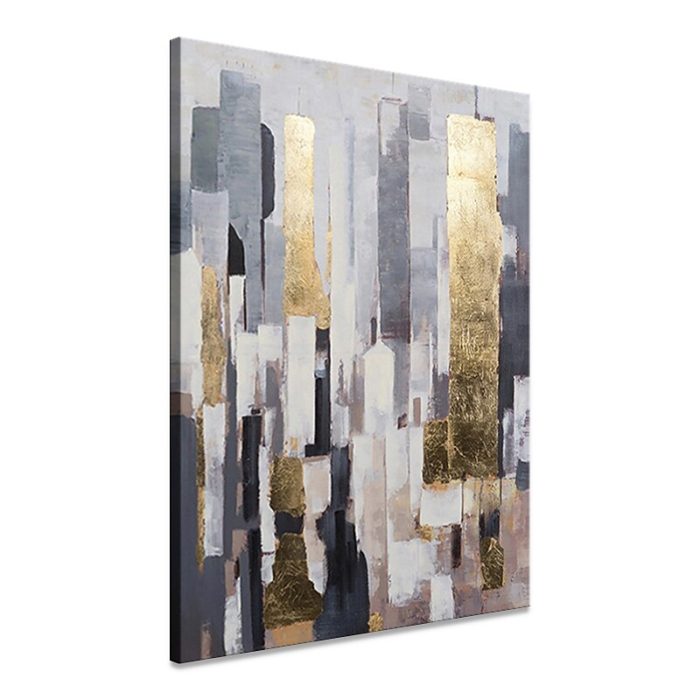 Gold Grey White Abstract Hand Painted Oil Painting Wall Decor - Image 3