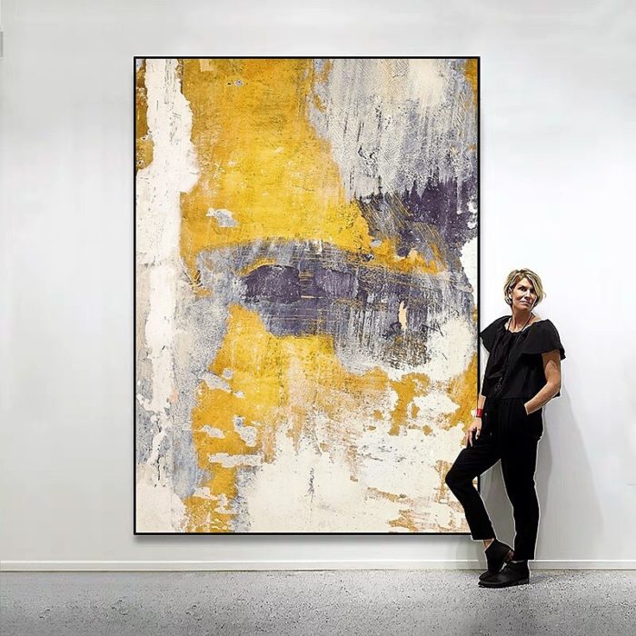 Gold Vintage Oil Painting Contemporary Abstract Canvas Wall Art - Image 4