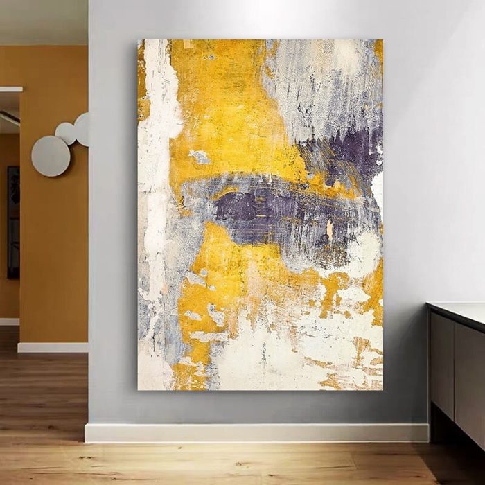 Gold Vintage Oil Painting Contemporary Abstract Canvas Wall Art - Image 3