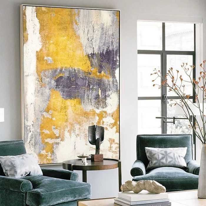 Gold Vintage Oil Painting Contemporary Abstract Canvas Wall Art