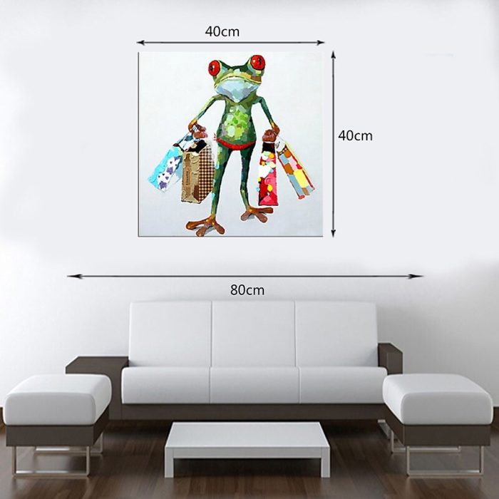 Green Frog Shopping Canvas Painting Animals Artwork Decor Sofa - Image 6