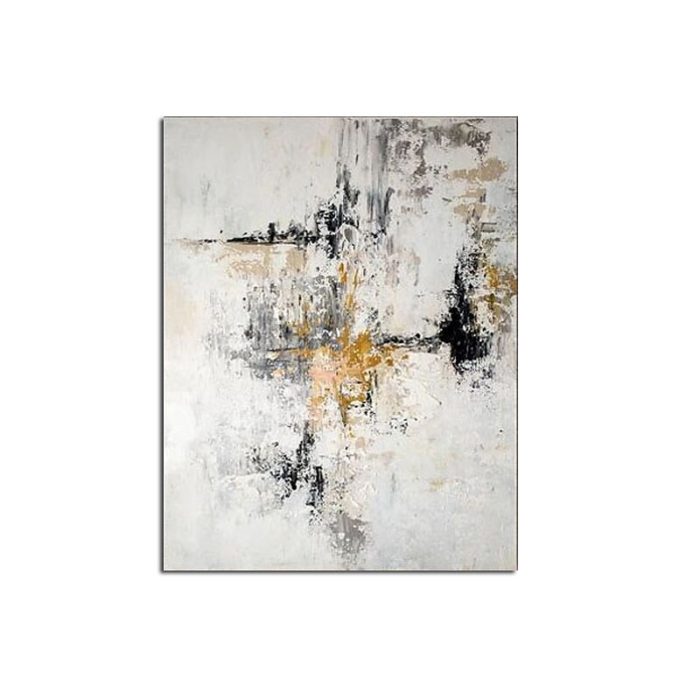 Hand Painted Abstract Oil Painting Minimalist Gold Wall Art Decoration - Image 2