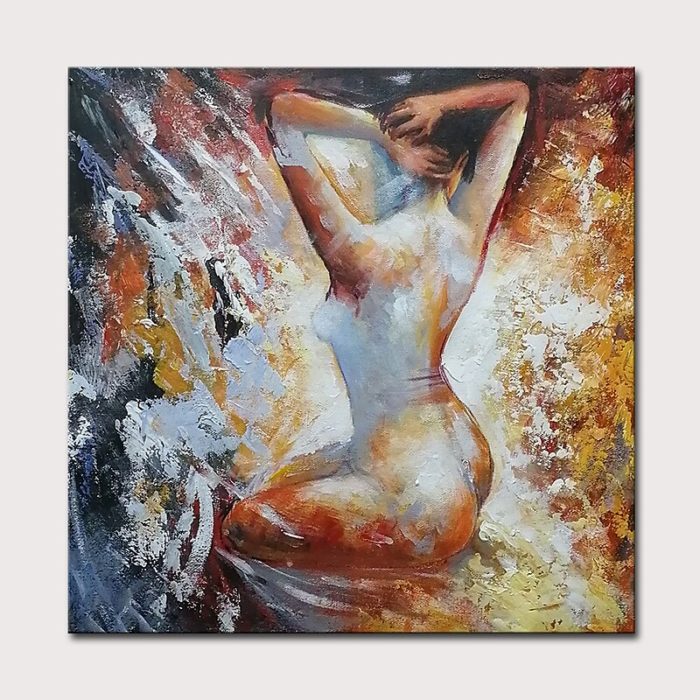 Hand Painted Sexy Nude Woman Back Painting For Leisure Area - Image 2