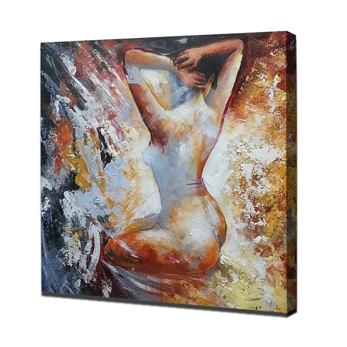 Hand Painted Sexy Nude Woman Back Painting For Leisure Area - Image 4