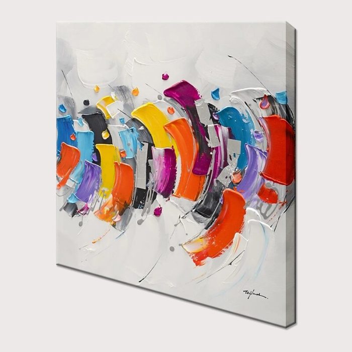 Hand Painted Thick Acrylic Wall Art Abstract Square Oil Painting - Image 4