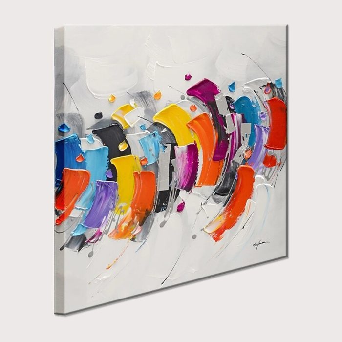 Hand Painted Thick Acrylic Wall Art Abstract Square Oil Painting - Image 3