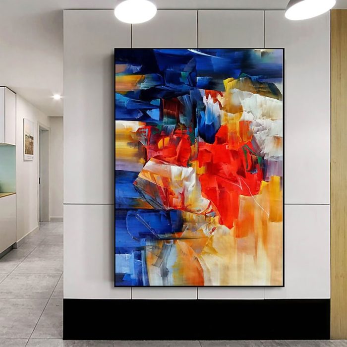 Handmade Abstract Blue Oil Painting Textured Canvas Art Home Decor - Image 4