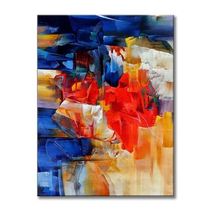Handmade Abstract Blue Oil Painting Textured Canvas Art Home Decor - Image 2