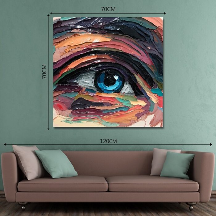 Handmade Large Eye Oil Painting Portrait Canvas Wall Art - Image 6