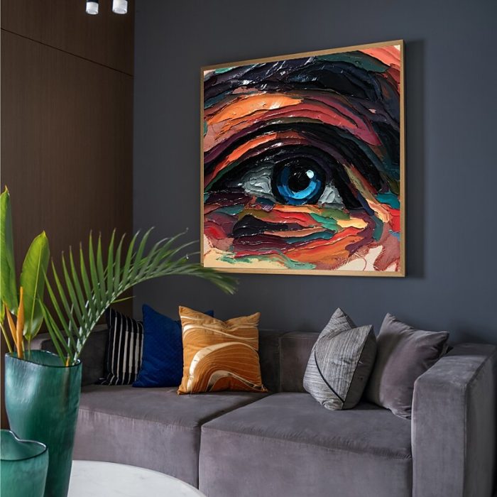 Handmade Large Eye Oil Painting Portrait Canvas Wall Art - Image 5