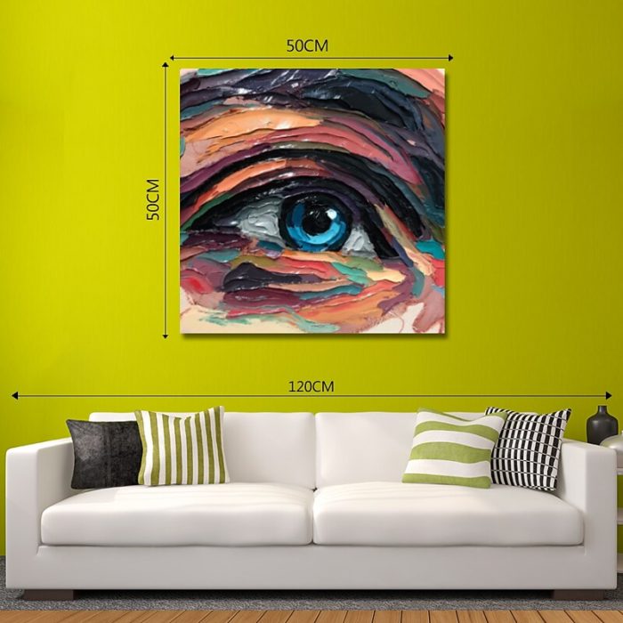 Handmade Large Eye Oil Painting Portrait Canvas Wall Art - Image 7