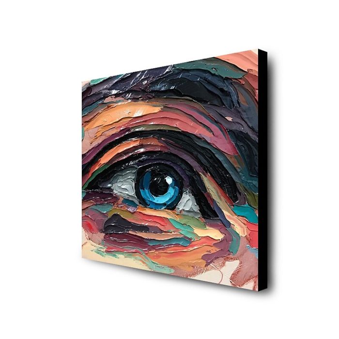 Handmade Large Eye Oil Painting Portrait Canvas Wall Art - Image 4