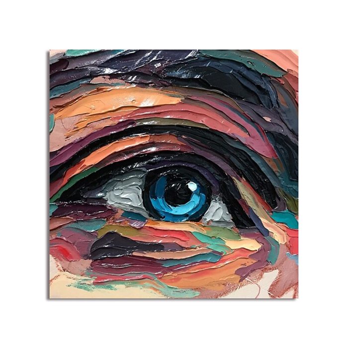 Handmade Large Eye Oil Painting Portrait Canvas Wall Art - Image 2