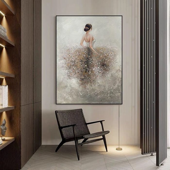 Handmade Modern Ballerina Back Oil Paintings Hallway Decoration - Image 5