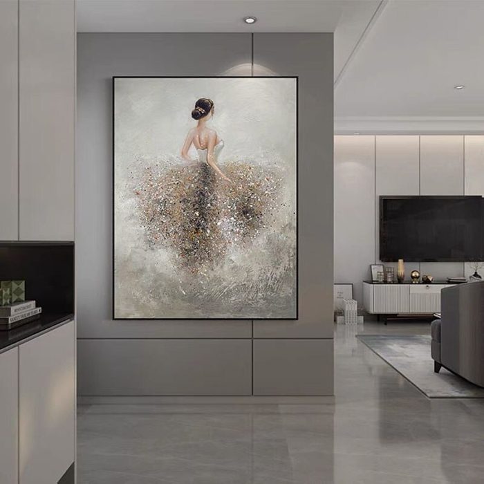 Handmade Modern Ballerina Back Oil Paintings Hallway Decoration - Image 6