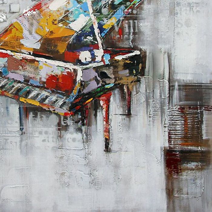Handmade Piano Abstract Oil Painting Modern Square Wall Decor - Image 5
