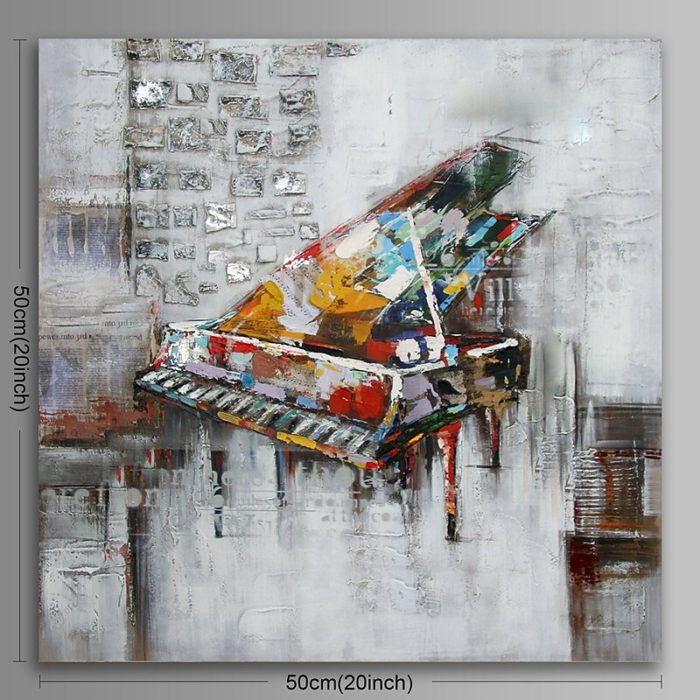 Handmade Piano Abstract Oil Painting Modern Square Wall Decor