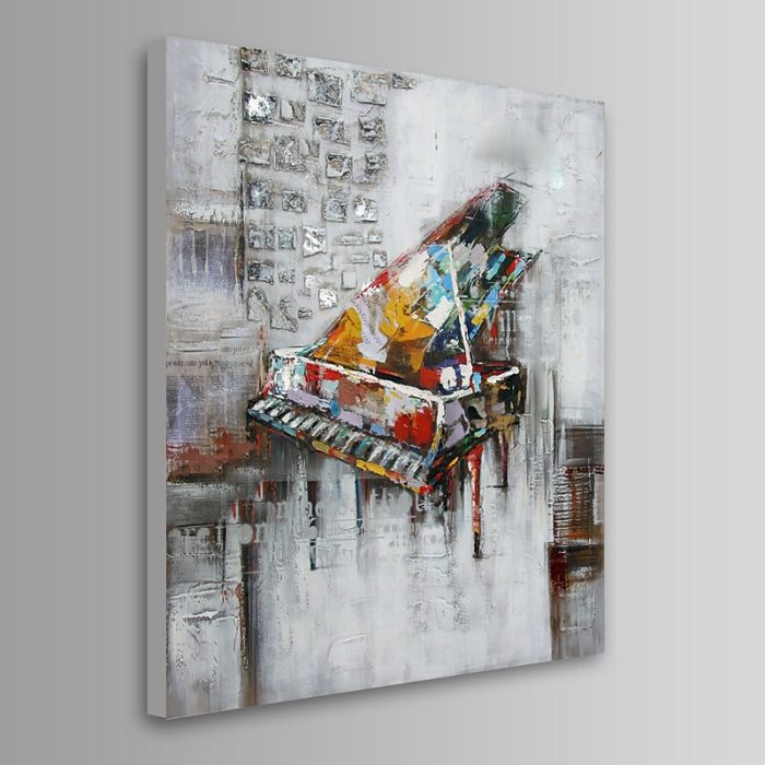 Handmade Piano Abstract Oil Painting Modern Square Wall Decor - Image 2