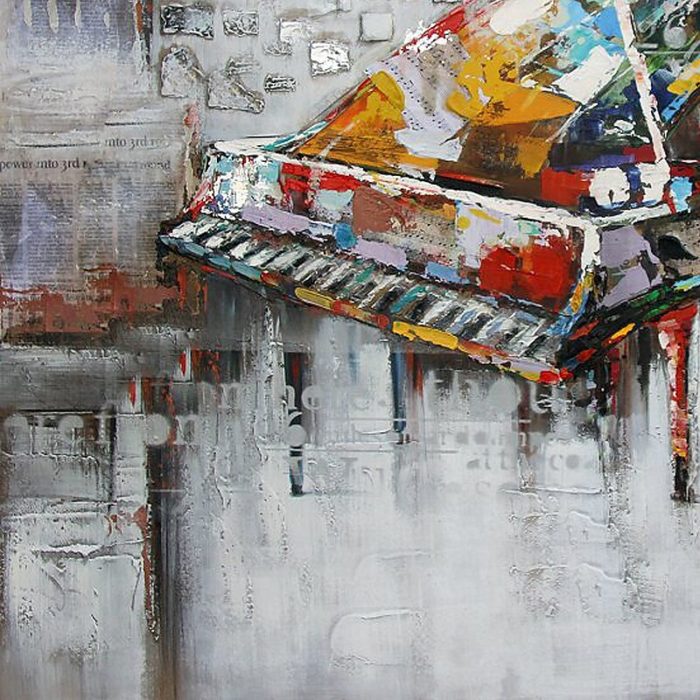 Handmade Piano Abstract Oil Painting Modern Square Wall Decor - Image 6