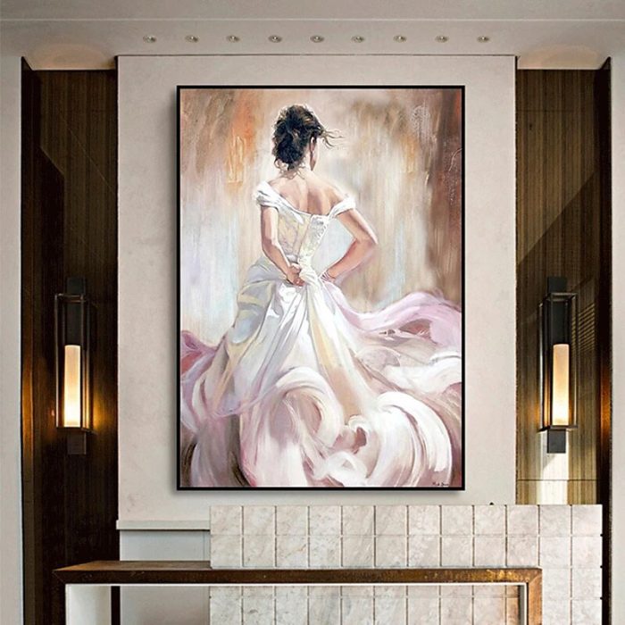 Impressionist Portrait Handmade Painting White Dress Canvas Art - Image 4