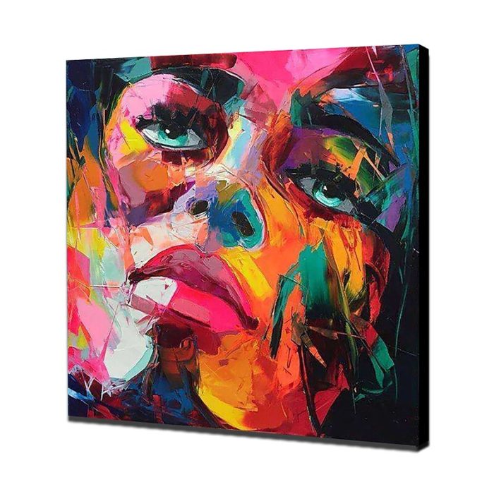 Knife Portrait Face Oil Painting On Canvas For Decorating Sofa - Image 4