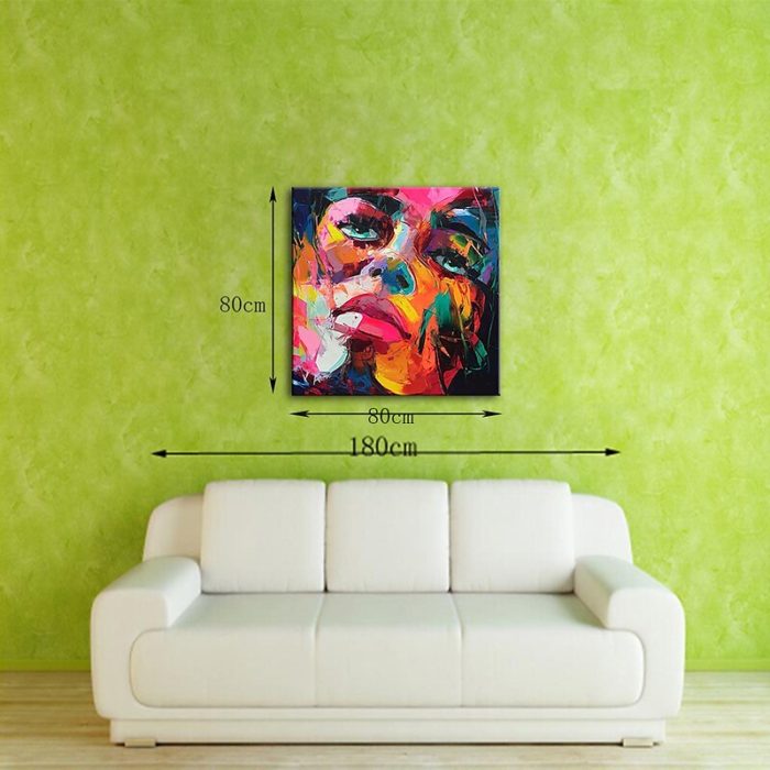 Knife Portrait Face Oil Painting On Canvas For Decorating Sofa - Image 9