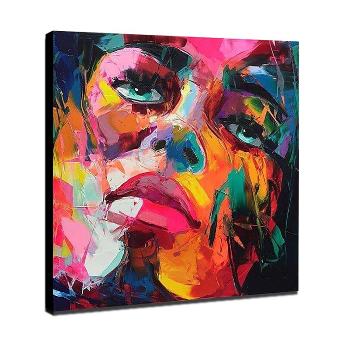 Knife Portrait Face Oil Painting On Canvas For Decorating Sofa - Image 3