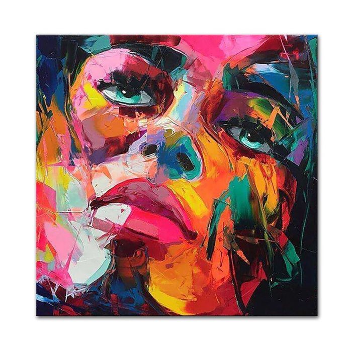 Knife Portrait Face Oil Painting On Canvas For Decorating Sofa - Image 2