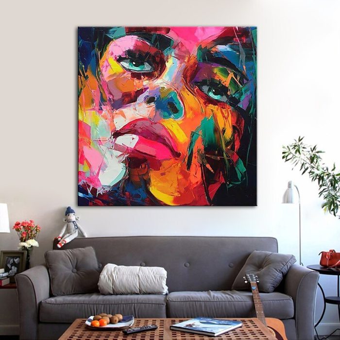 Knife Portrait Face Oil Painting On Canvas For Decorating Sofa - Image 5
