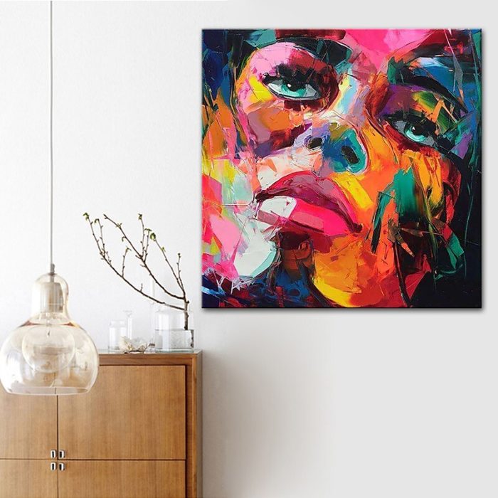 Knife Portrait Face Oil Painting On Canvas For Decorating Sofa - Image 8