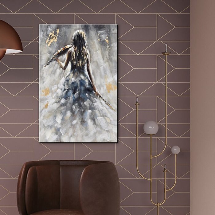 Lady Back Oil Painting On Canvas Violinist Wall Art Home Decor - Image 3