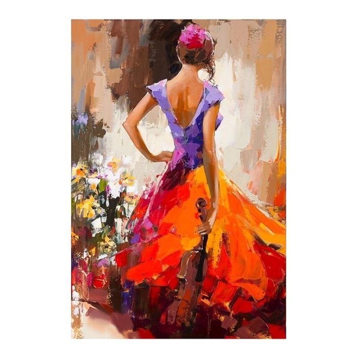 Lady Violinist Wall Art Decoration Handmade Texture Oil Painting