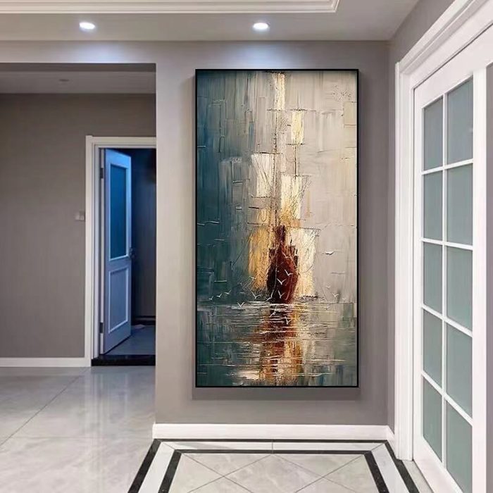 Large Ancient Ship Wall Art Vertical Painting For Wall Decor - Image 3